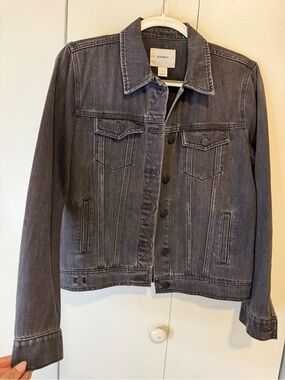 Old Navy Gray/Black Washed Denim Jean Jacket